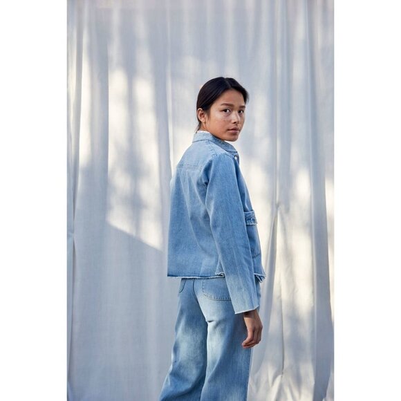 Women's SELVA NEGRA Size S Lucille Jacket, Sea Salt Pockets Ruffle $300 - Picture 15 of 16